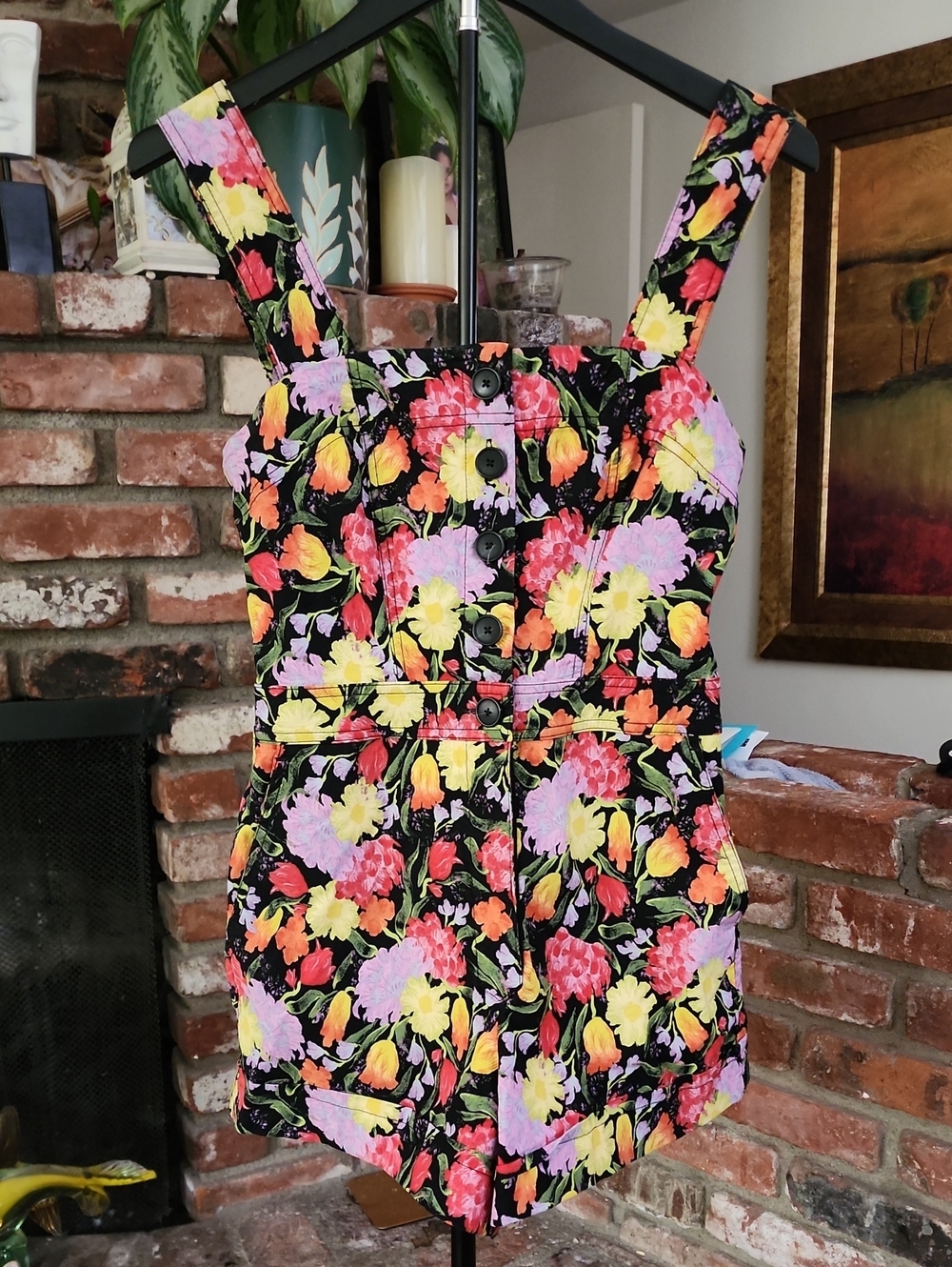Anthropologie Maeve Yukiko Noritake Floral Romper Black Garden Party - Picture 2 of 10
